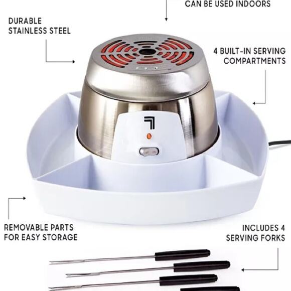 NEW SHARPER IMAGE White Silver Stainless Steel Electric Smores Maker Fondue Fork - Picture 8 of 9